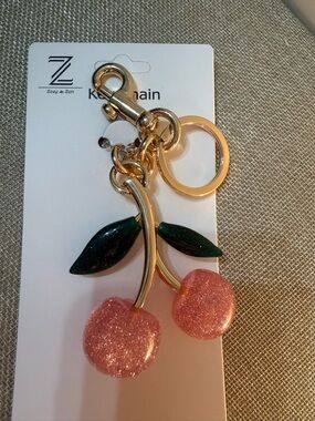 Pink Glitter Cherry Key & Card Holder Charm